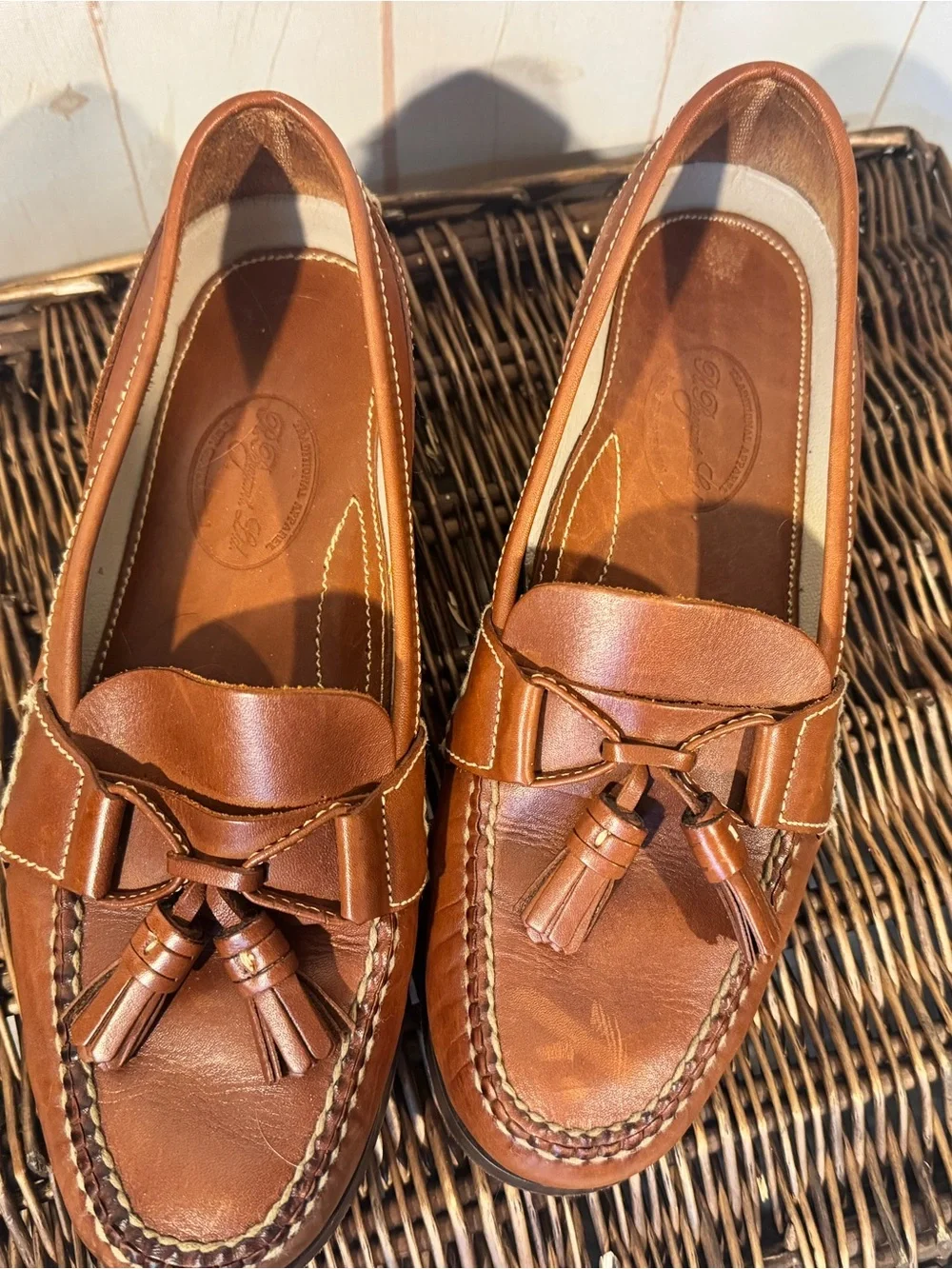 R. Bryant LTD Men’s Leather Loafers Shoes Luxury Boutique VA Tan Camel 8.5 M